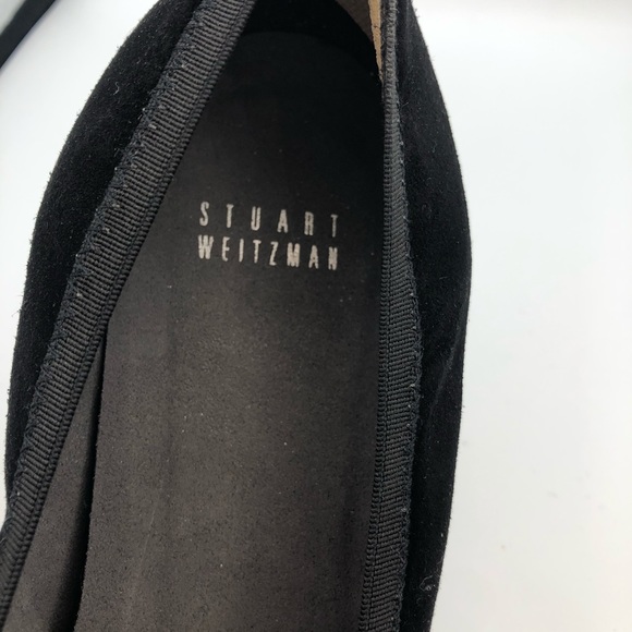 Stuart Weitzman Black Suede Silver Bow Derail Wedges Sz 9 - Picture 6 of 11